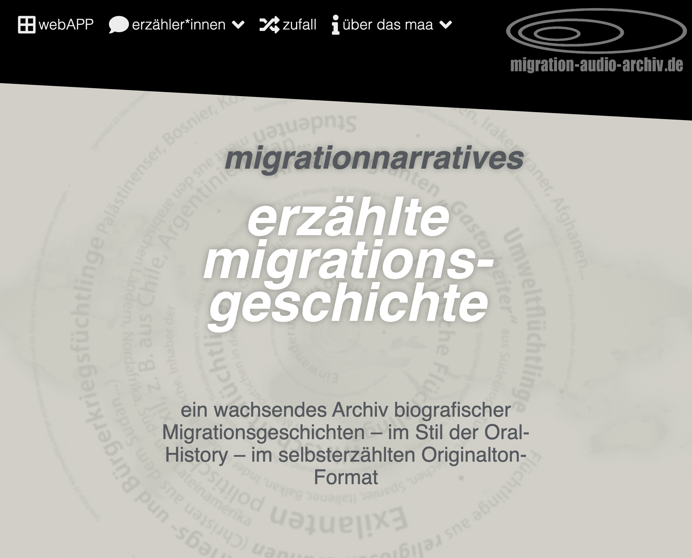 Cover: erzählte migrationsgeschichte - migrationnarratives | Das migration-audio-archiv